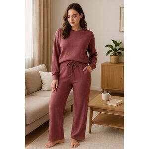 Honeydew XXL 2-Piece Soft Rib Lounge Set Pajama Sleepwear Long Sleeve Shirt Pant